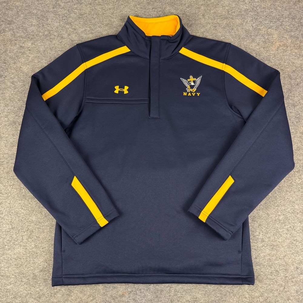 Under Armour Navy Midshipmen 1/4 Zip Fleece Pullover Sweatshirt Mens Small S